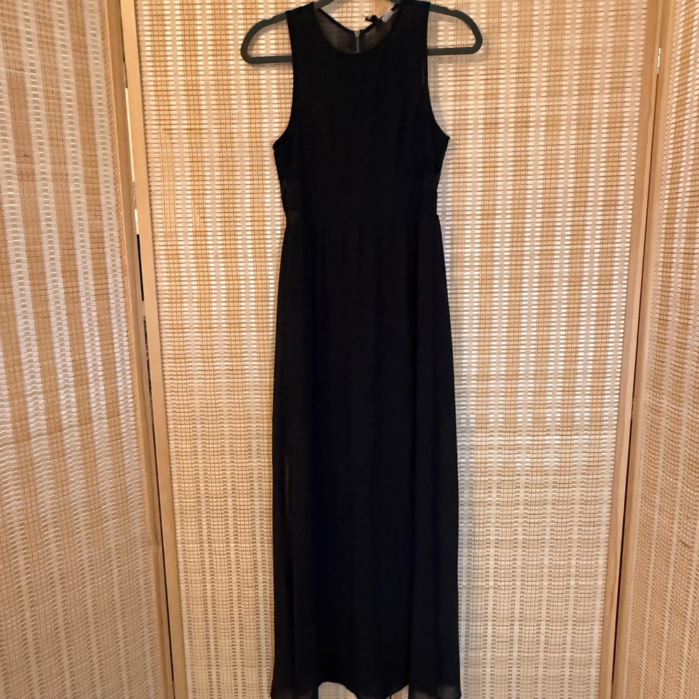 H&M Divided Womens Black Mesh Panel Sleeveless Maxi Dress Size 10 Formal Evening